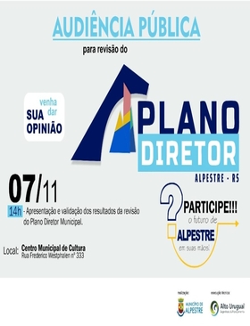 Convite para Audiência Pública para revisão do plano diretor.